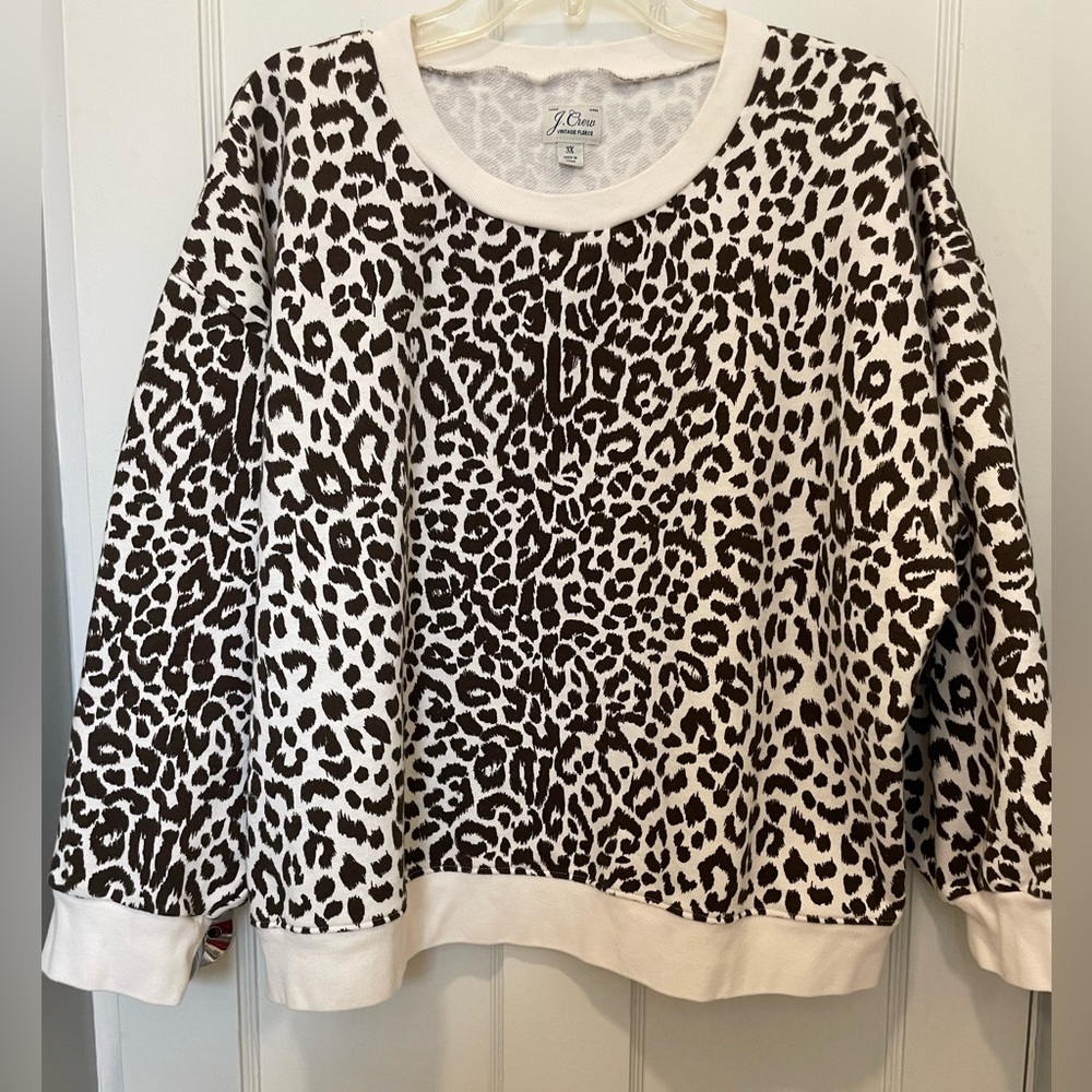 J.Crew size 3X brown/white leopard print cotton sweatshirt